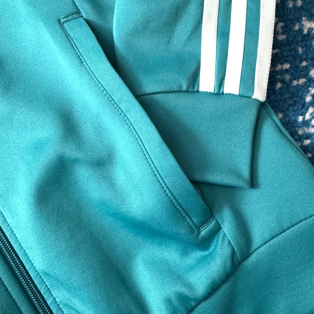 2pcs Adidas Aqua blue Tracksuit with White Accents - Picture 4 of 14